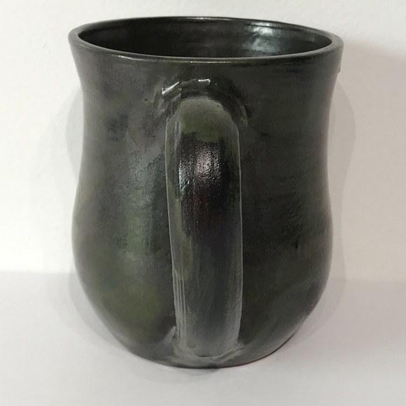 Vintage Artist Signed Red Clay Studio Art Pottery Coffee Cup Mug Green Matte - Picture 7 of 16